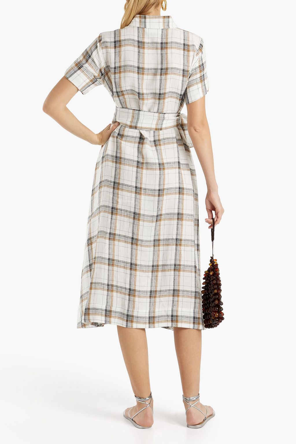 LISA MARIE FERNANDEZ Checked linen midi shirt dress | THE OUTNET