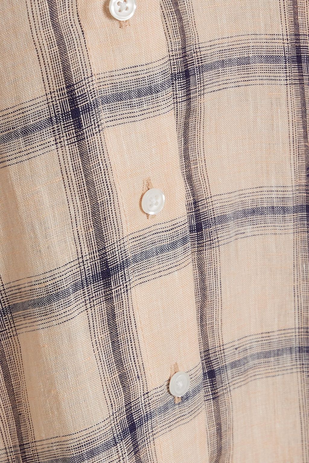 LISA MARIE FERNANDEZ Checked linen midi shirt dress