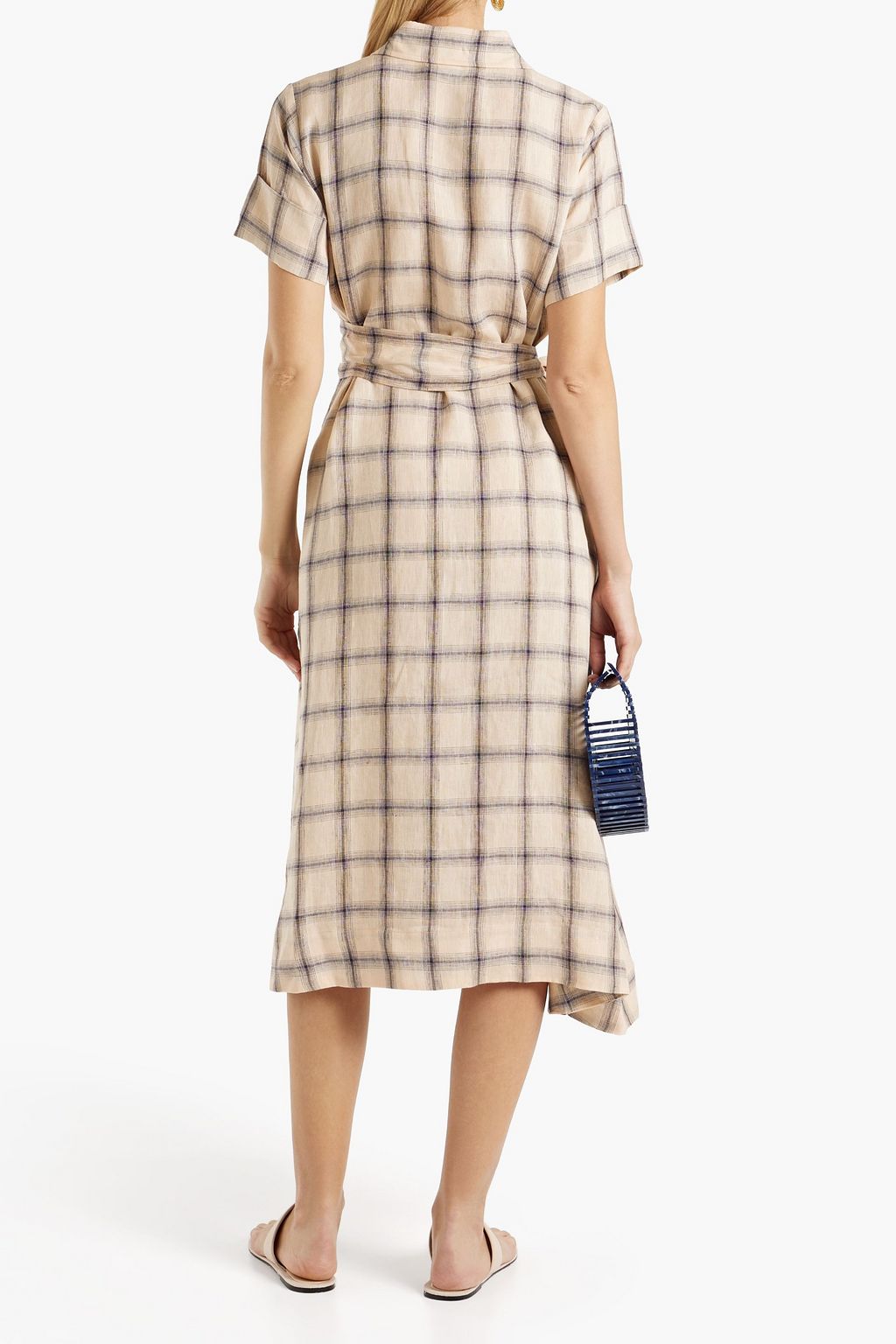 LISA MARIE FERNANDEZ Checked linen midi shirt dress | THE OUTNET