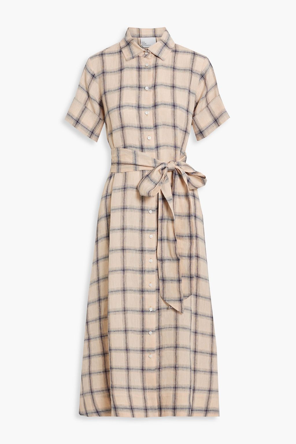 LISA MARIE FERNANDEZ Checked linen midi shirt dress THE OUTNET