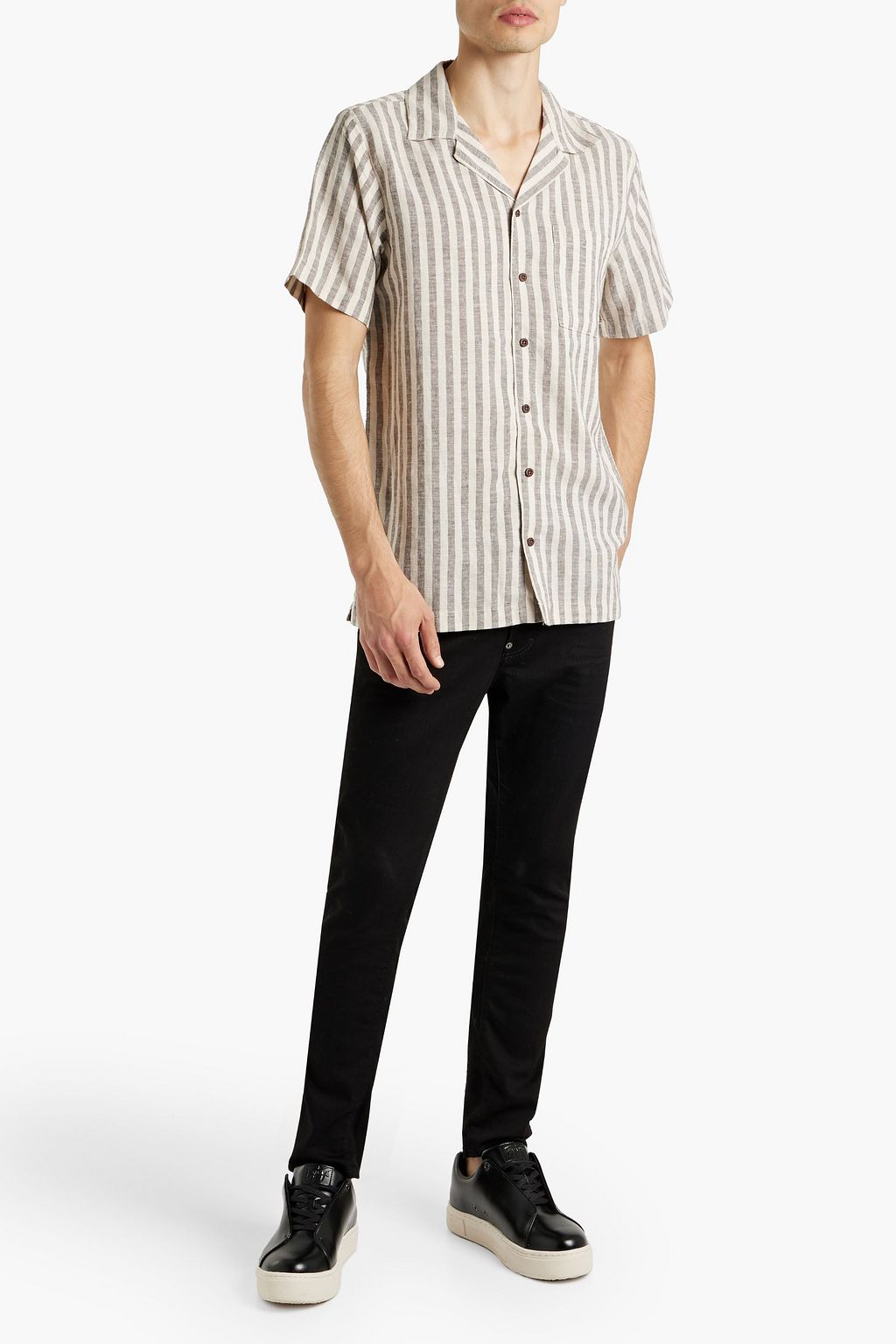 ONIA Striped linen-blend shirt