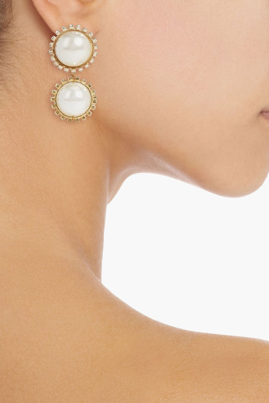 ROSANTICA Gold-tone, faux pearl and crystal earrings