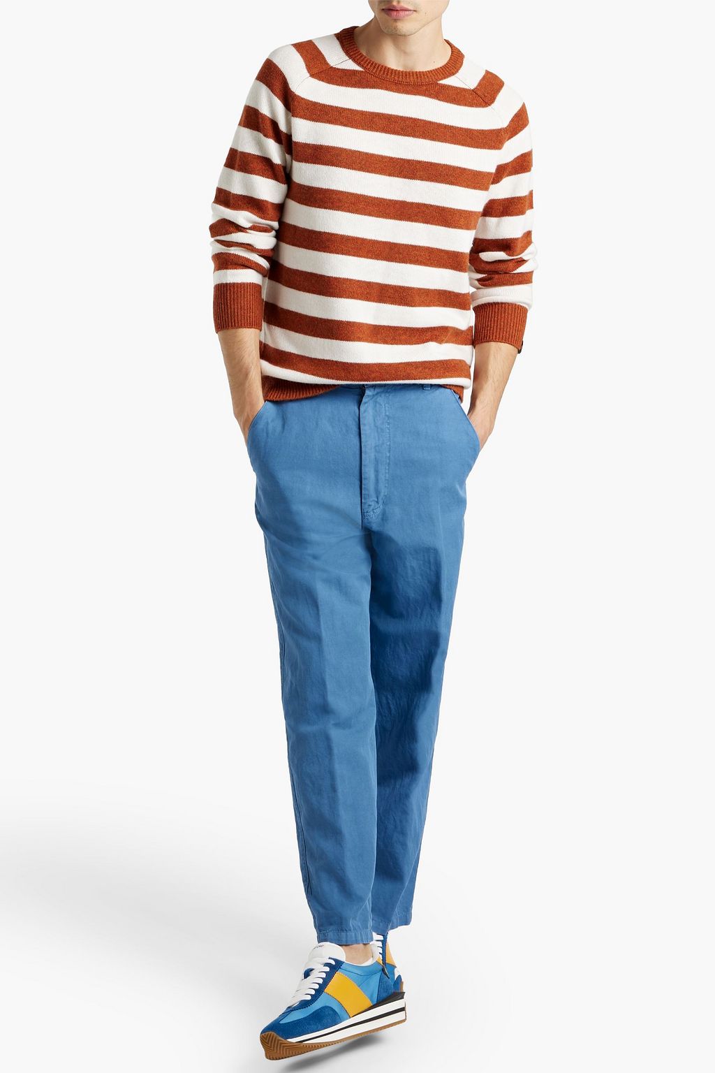 TOD'S Cotton and linen-blend twill chinos