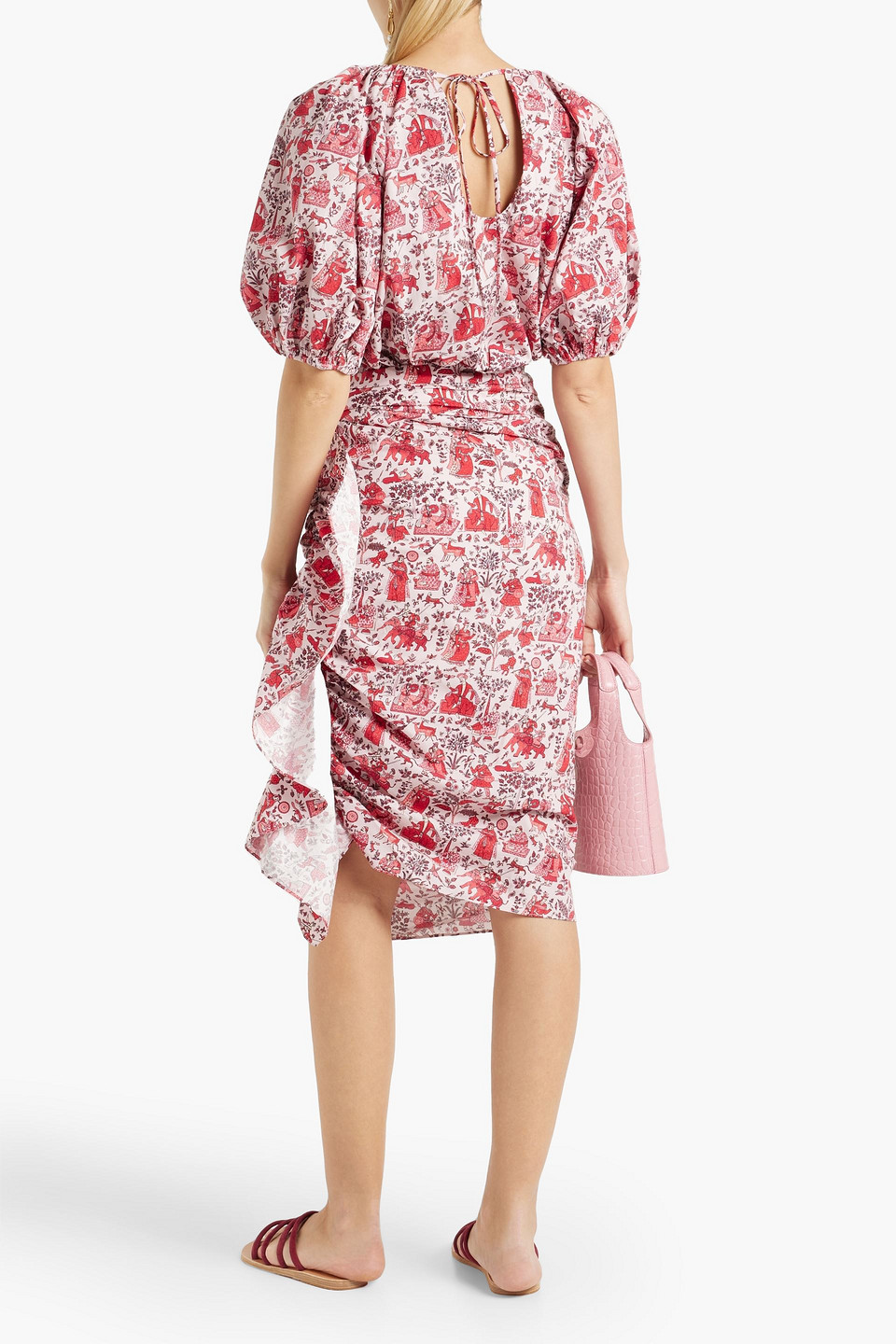 Rhode Felicity Ruffled Printed Cotton-blend Poplin Skirt In Pastel Pink