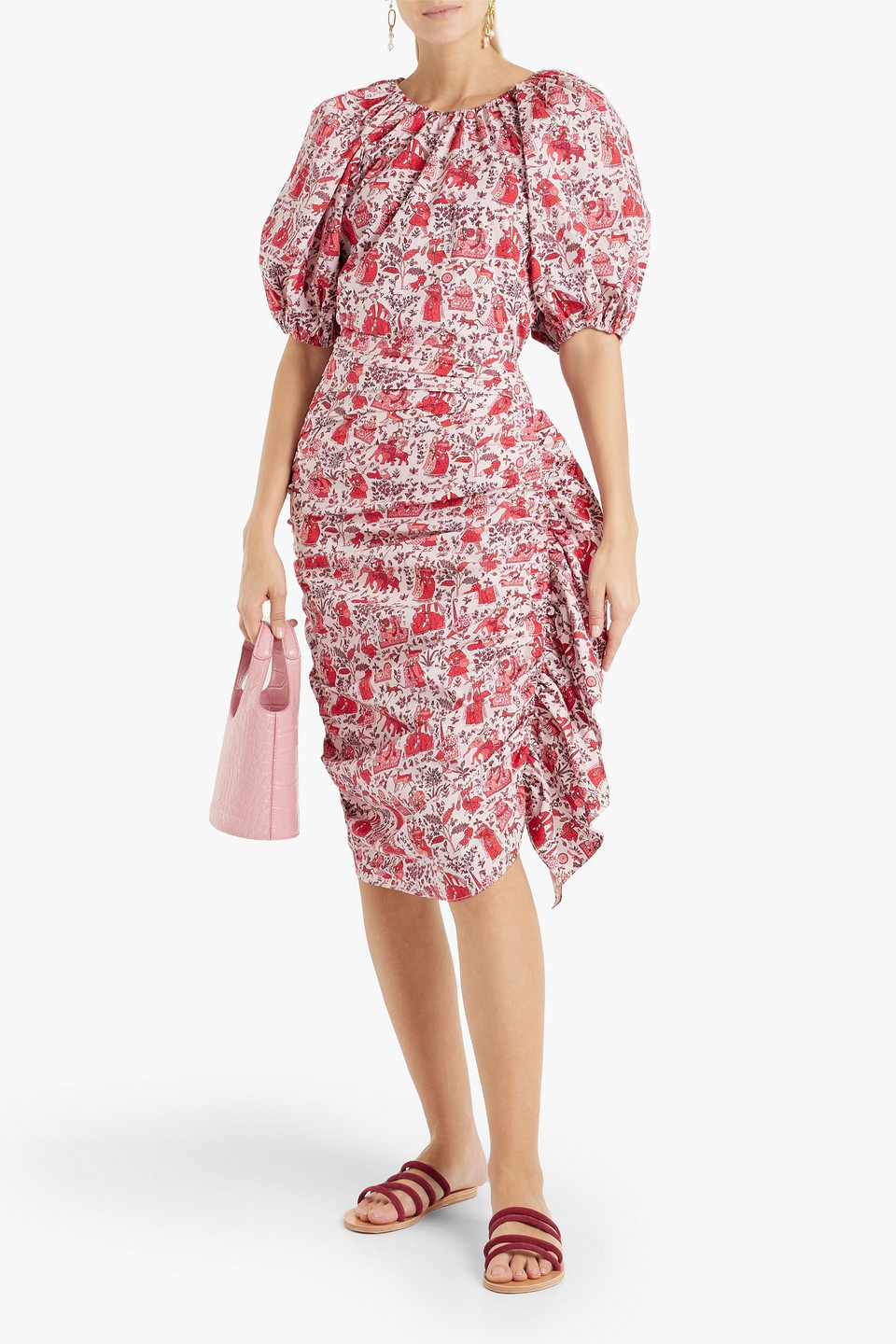 Rhode Felicity Ruffled Printed Cotton-blend Poplin Skirt In Pastel Pink