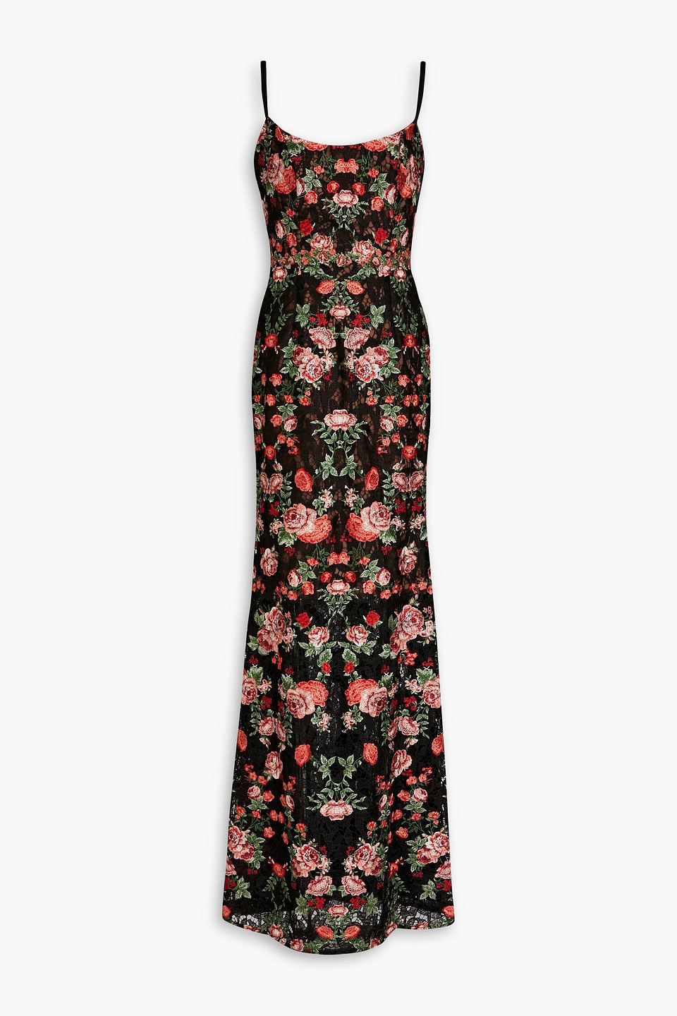 Shop Marchesa Notte Embroidered Macramé Gown In Black