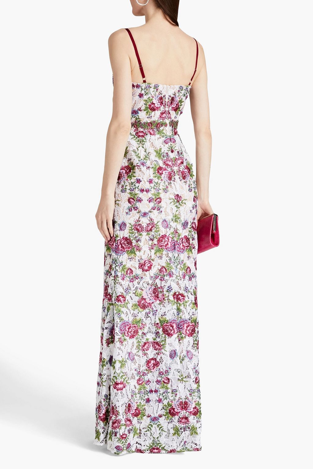 MARCHESA NOTTE Embroidered macramé gown