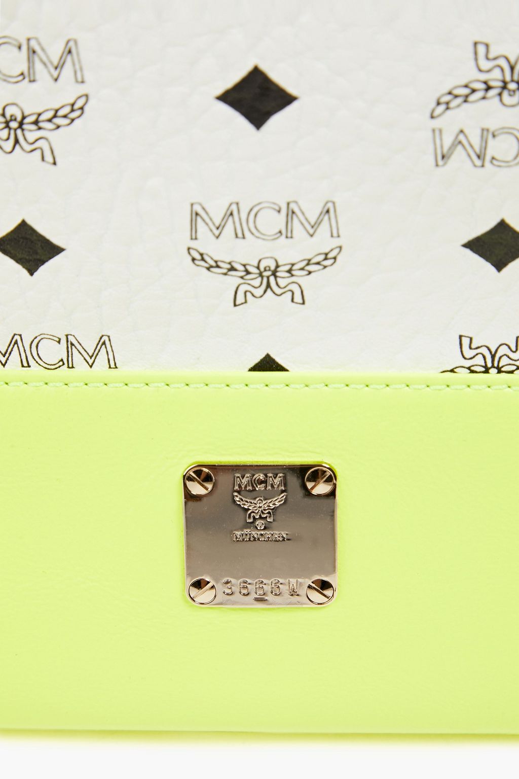 MCM Printed neon faux textured-leather pouch