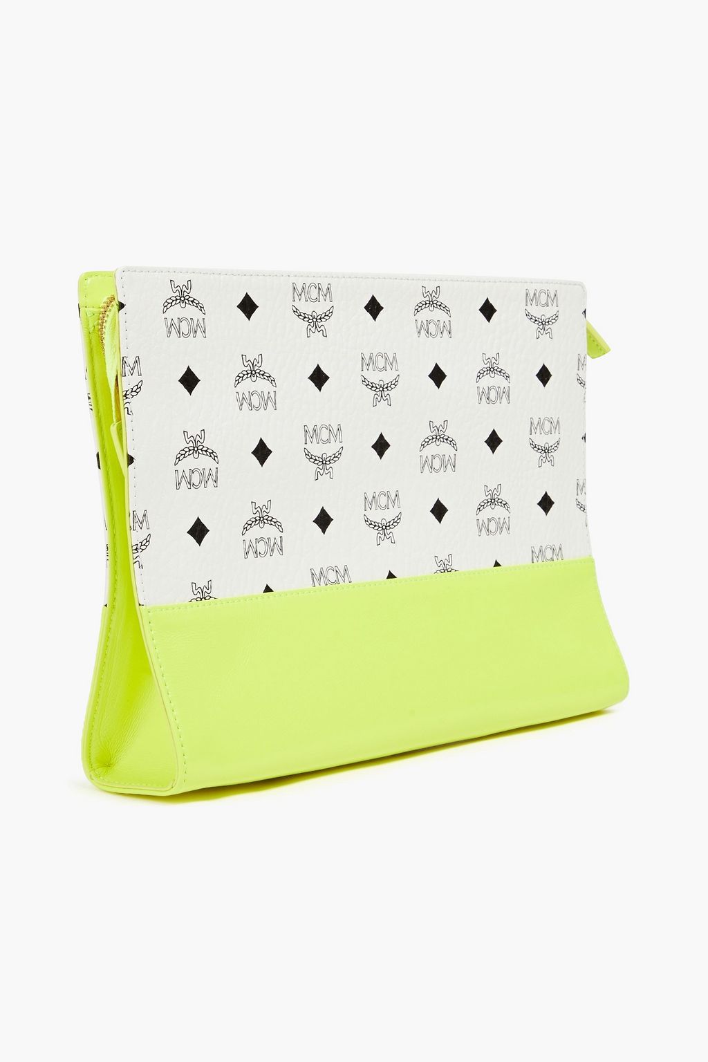 MCM Printed neon faux textured-leather pouch