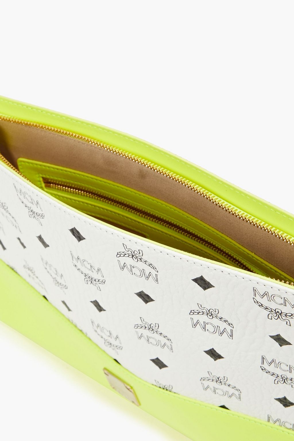 MCM Printed neon faux textured-leather pouch