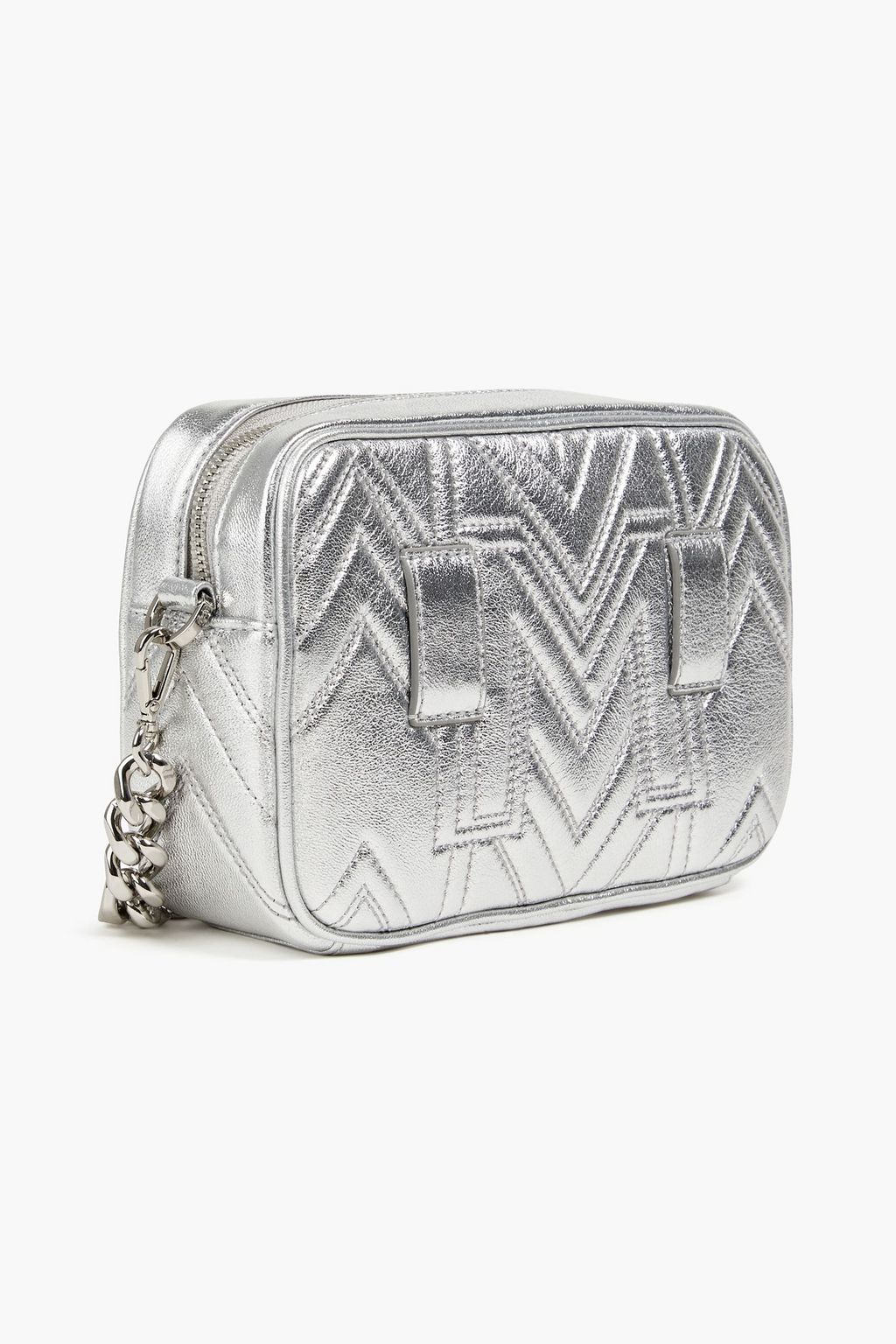 MCM Convertible studded metallic leather camera bag