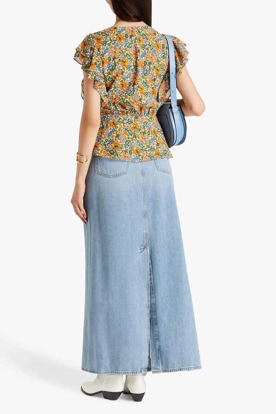 Veronica Beard Polly Floral Top In Orange