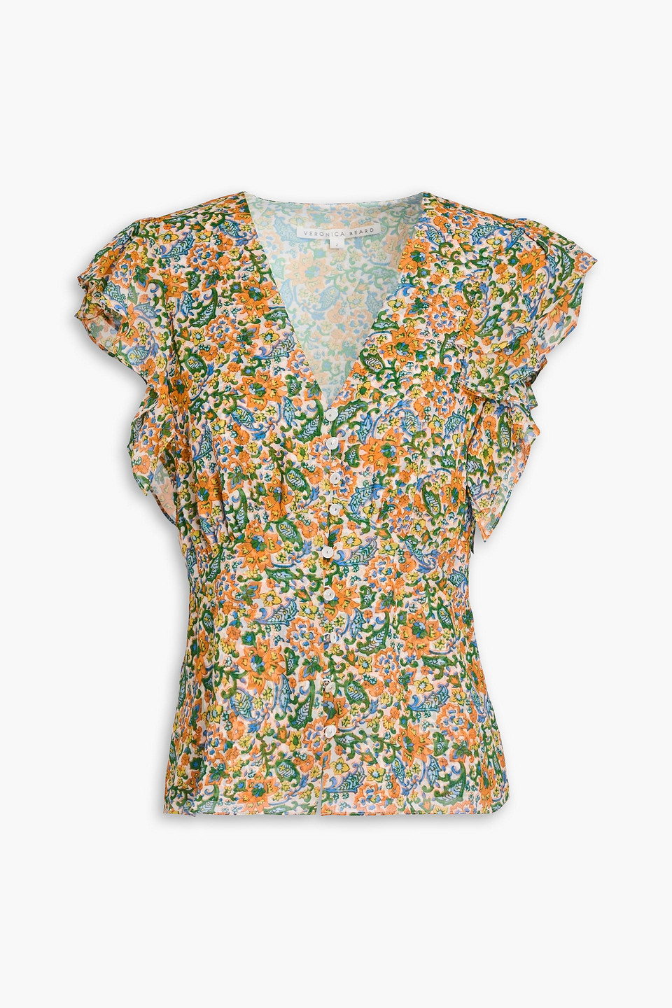 Veronica Beard Polly Floral Top In Orange
