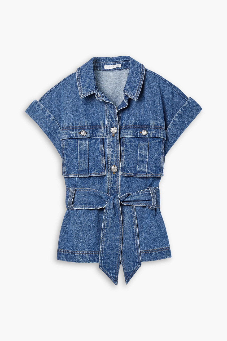 Veronica Beard Vistola Belted Denim Jacket In Dark Denim
