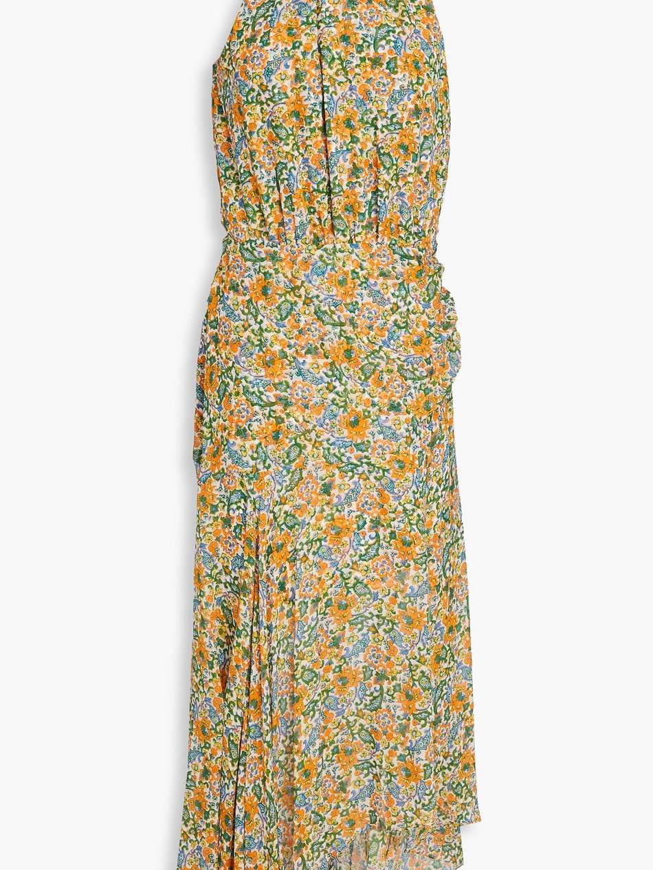 leia printed silk-chiffon midi dress