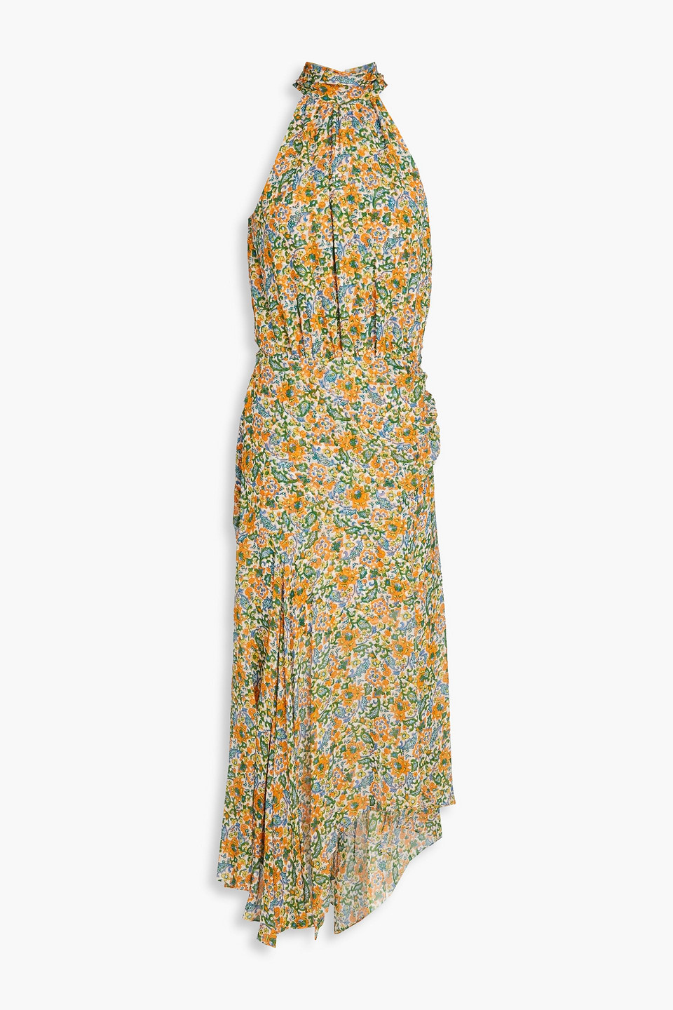Veronica Beard Leia Printed Silk-chiffon Midi Dress In Orange