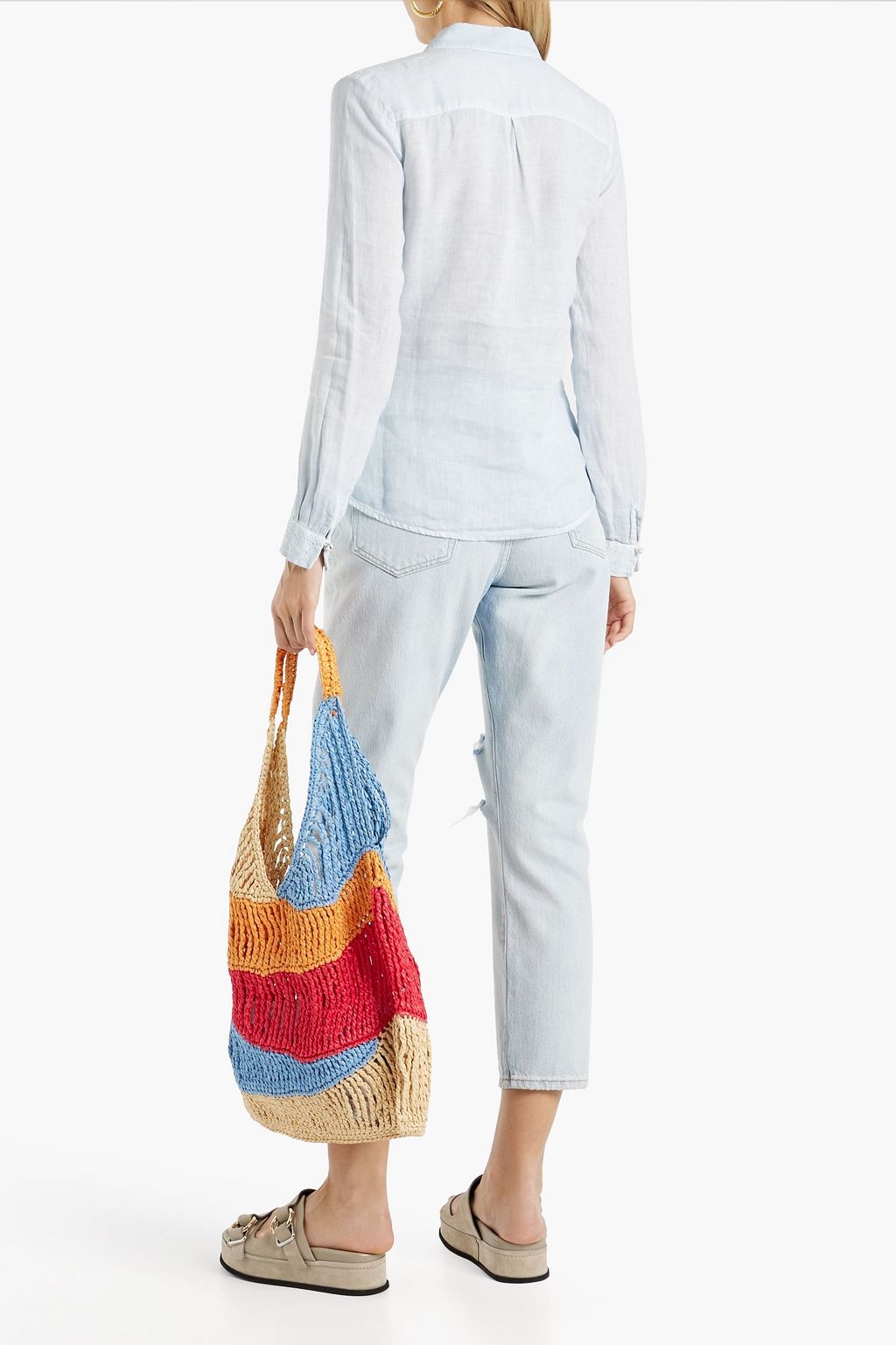 120% LINO Crocheted lace-trimmed linen shirt
