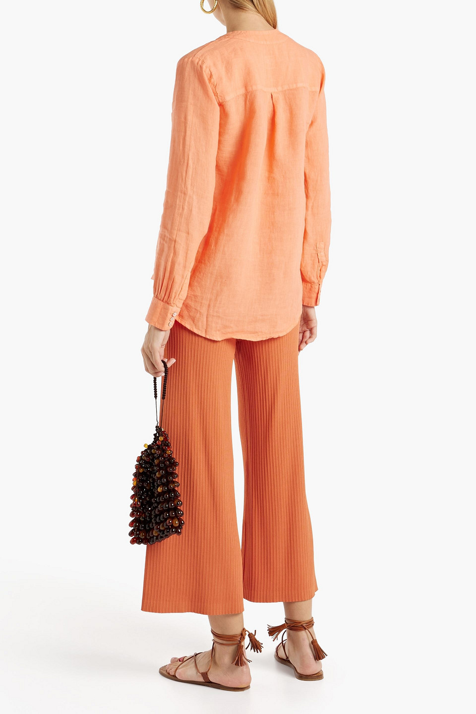 120% Linen Top In Orange