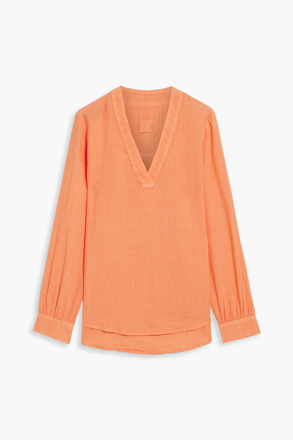 120% Linen Top In Orange