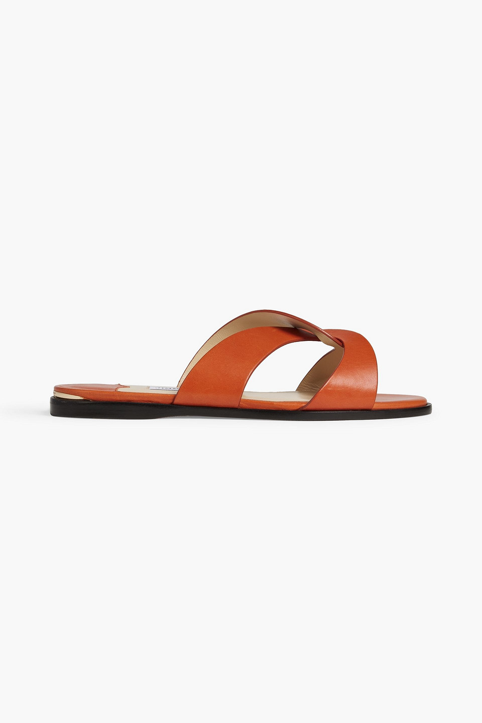 Jimmy Choo Atia Leather Slides In Bright Orange