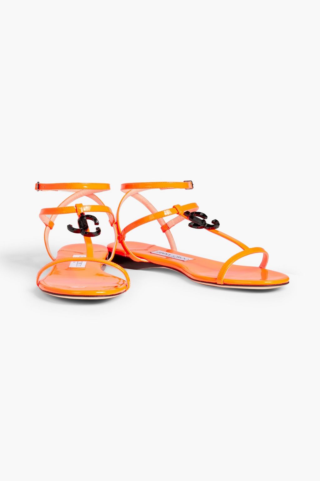 JIMMY CHOO Alodie embellished patent leather sandals THE OUTNET