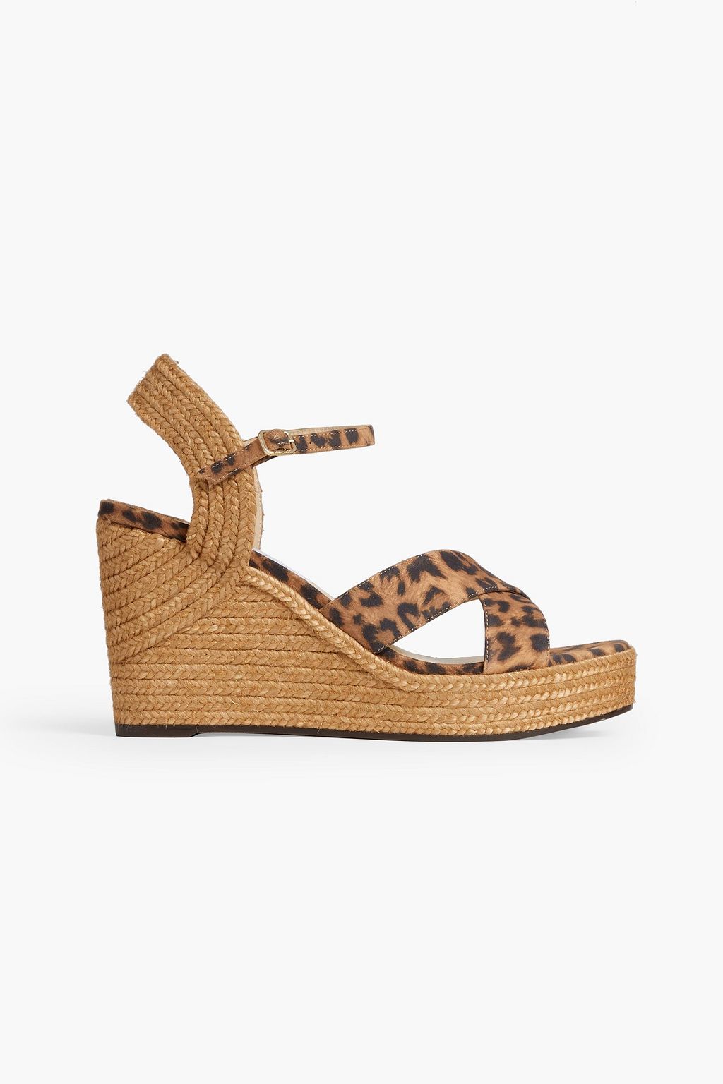 JIMMY CHOO Dellena 100 leopard-print suede espadrille wedge sandals ...