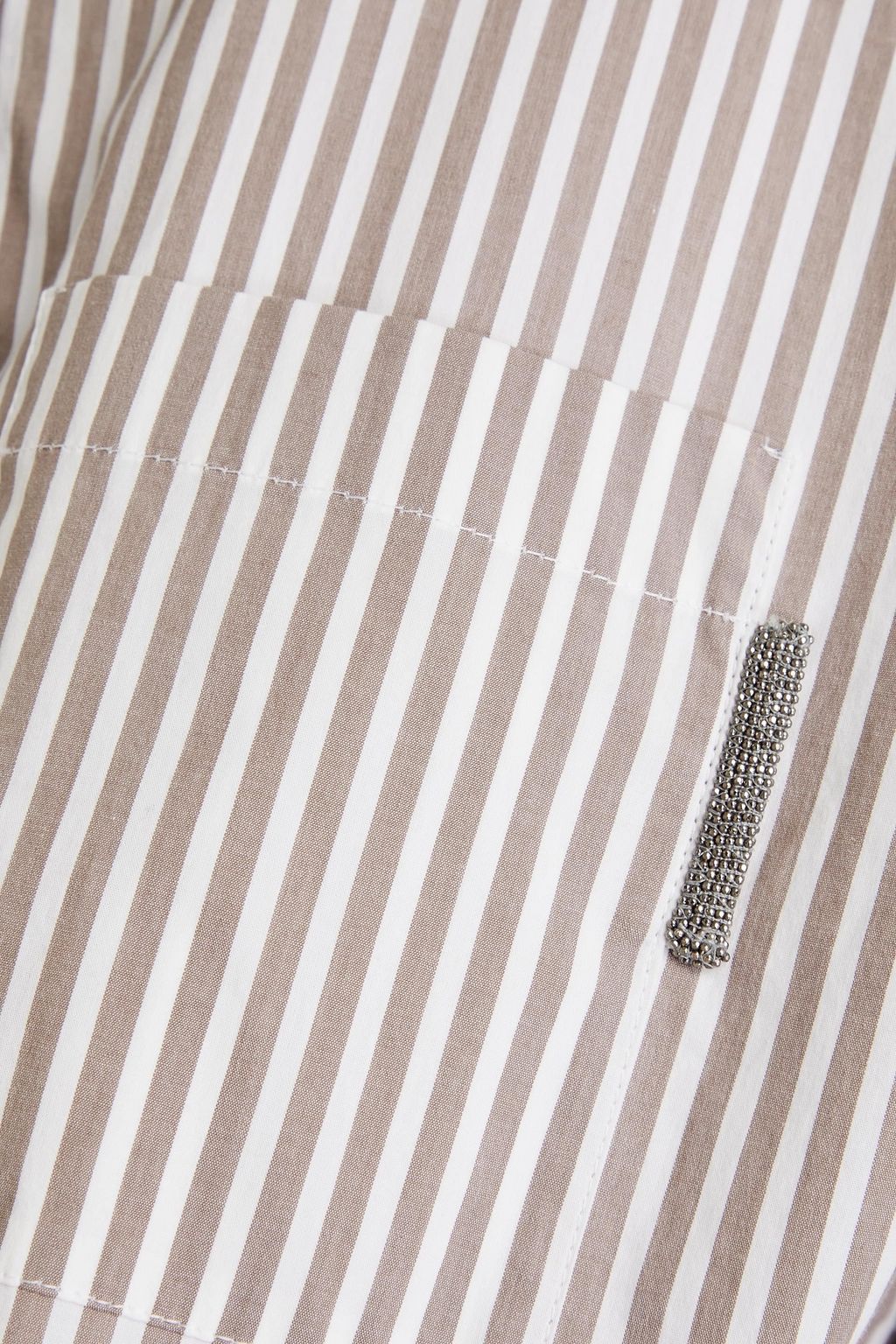 BRUNELLO CUCINELLI Bead-embellished striped cotton-blend shirt