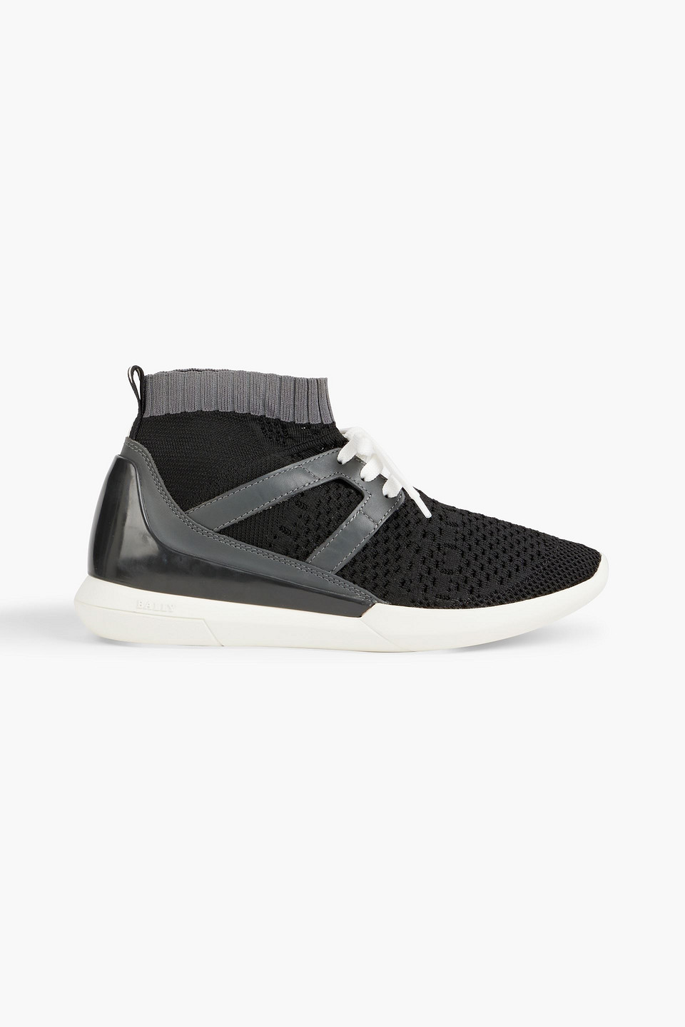 Bally Leather-trimmed Stretch-knit High-top Sneakers In Black