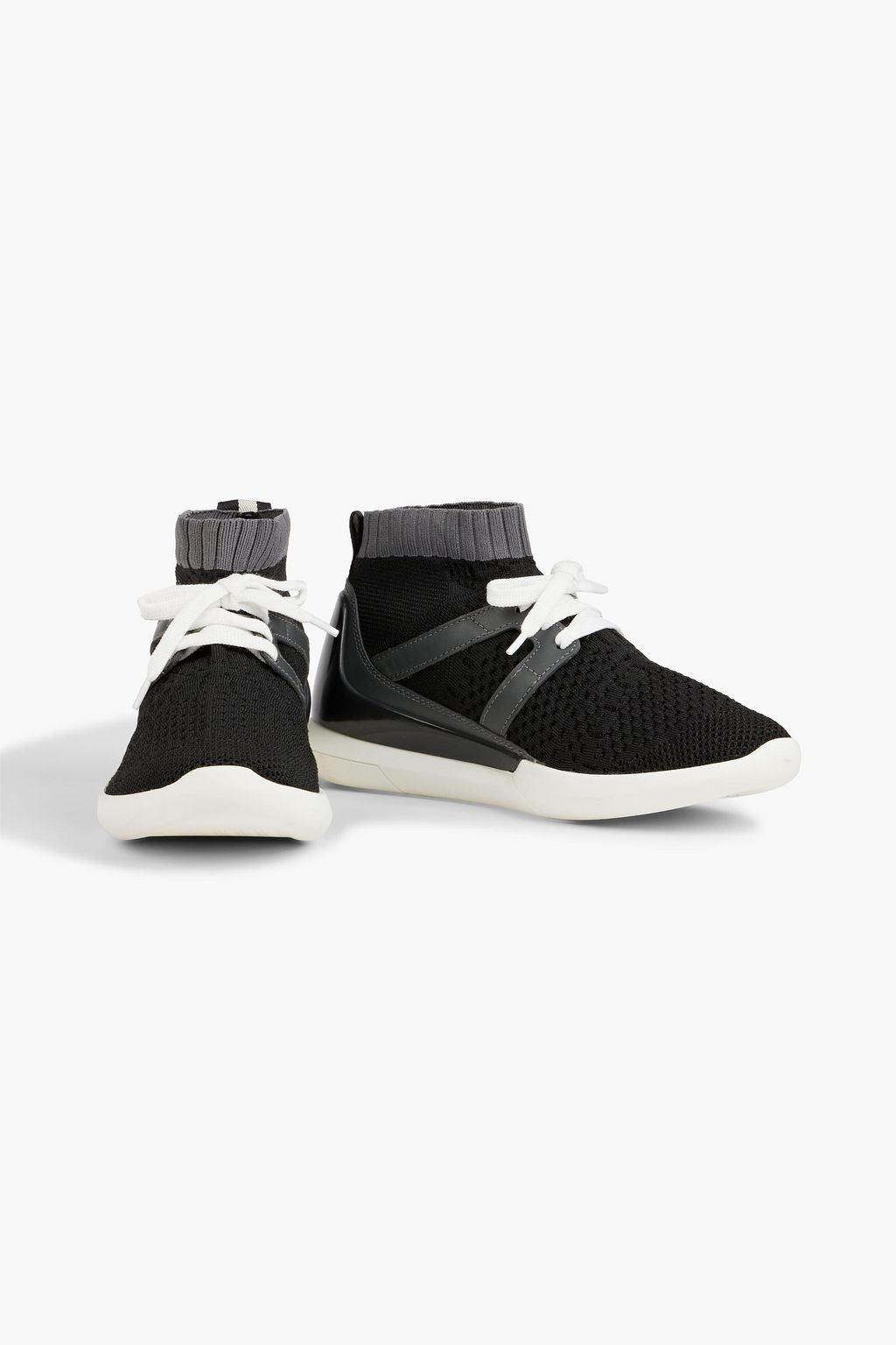 BALLY 가죽 트리밍 스트레치 니트 하이탑 스니커즈