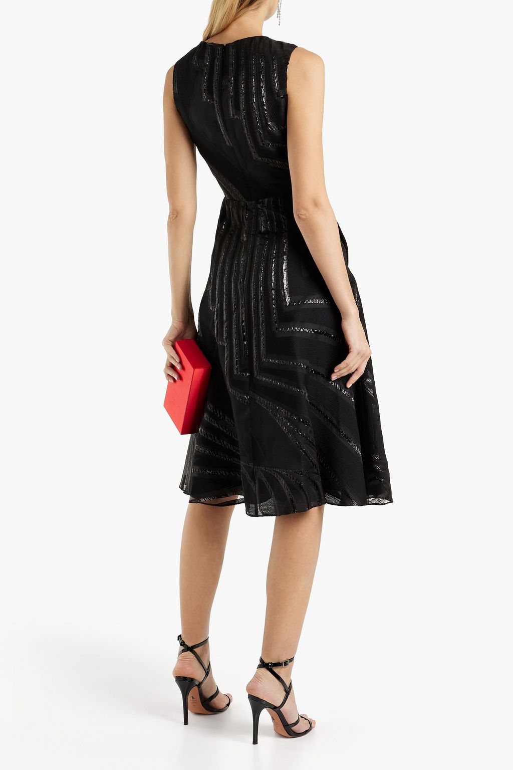 LELA ROSE Metallic fil coupé dress