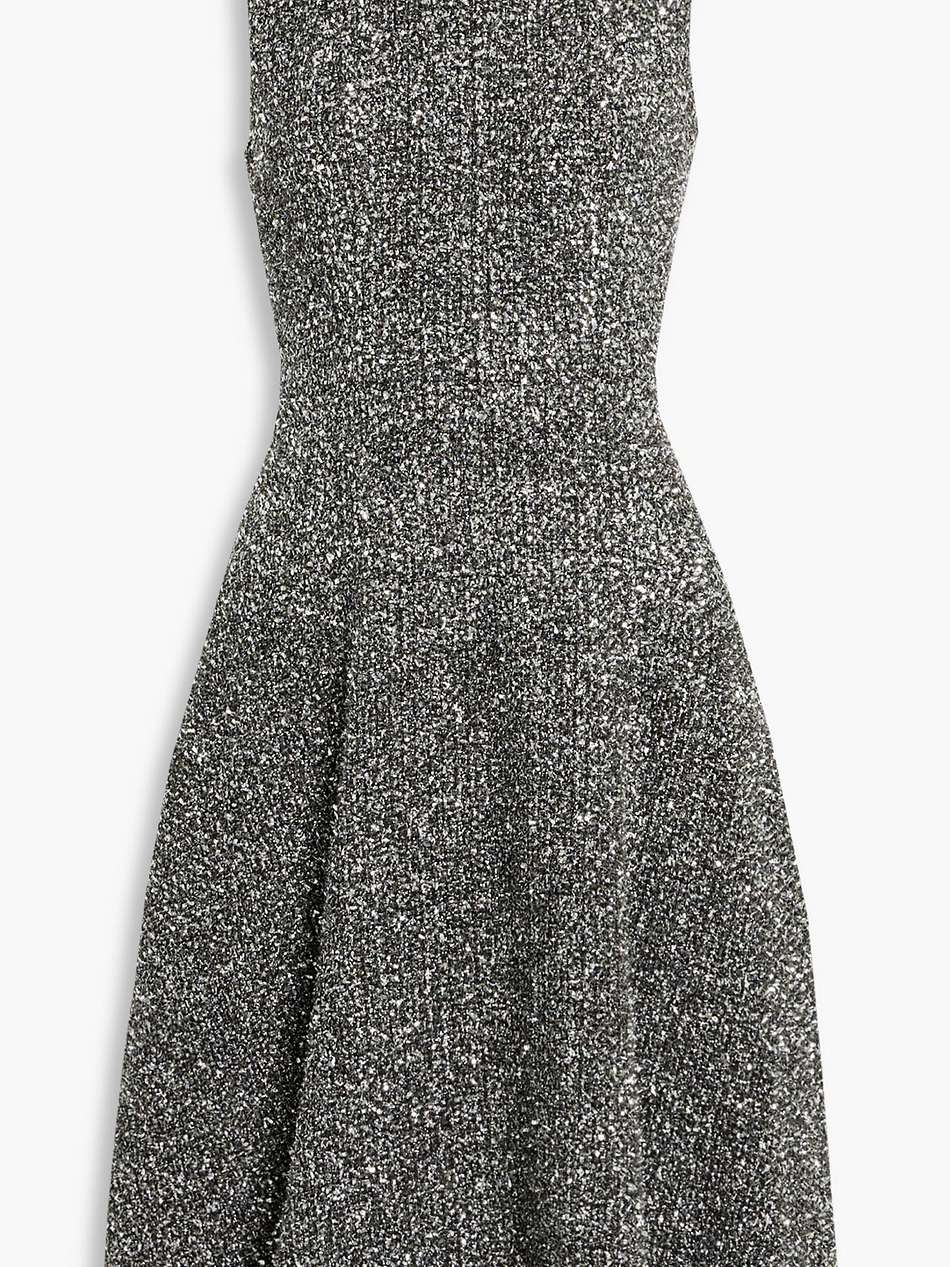metallic bouclé-knit dress