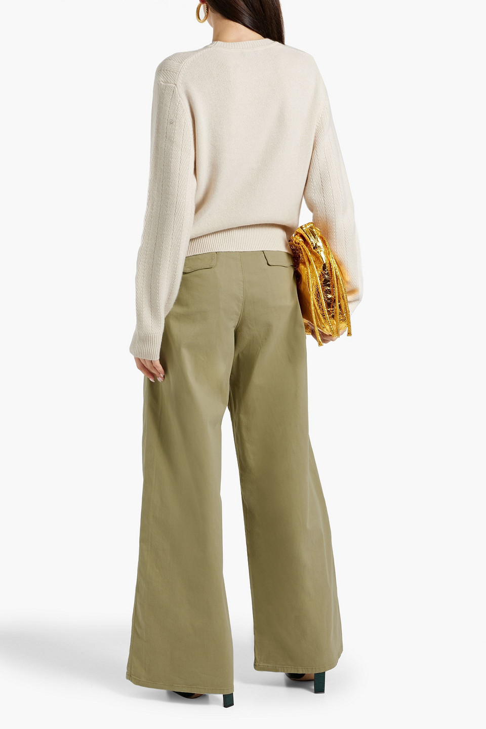 Rag & Bone Cotton-blend Twill Wide-leg Pants In Beige