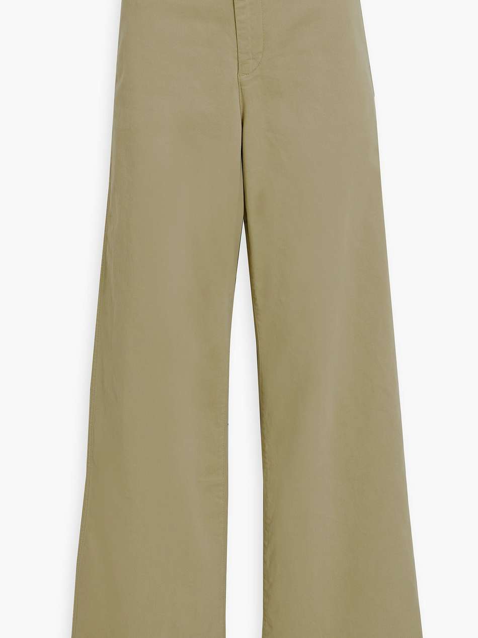 cotton-blend twill wide-leg pants