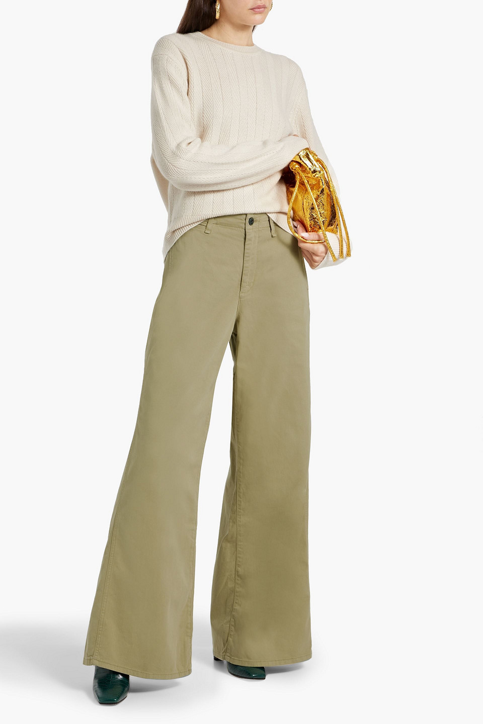 Rag & Bone Cotton-blend Twill Wide-leg Pants In Beige