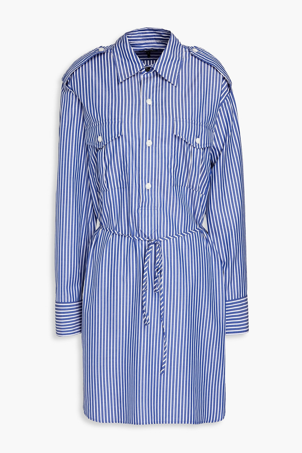 rag & bone - nadine striped poplin mini shirt dress - blue - s