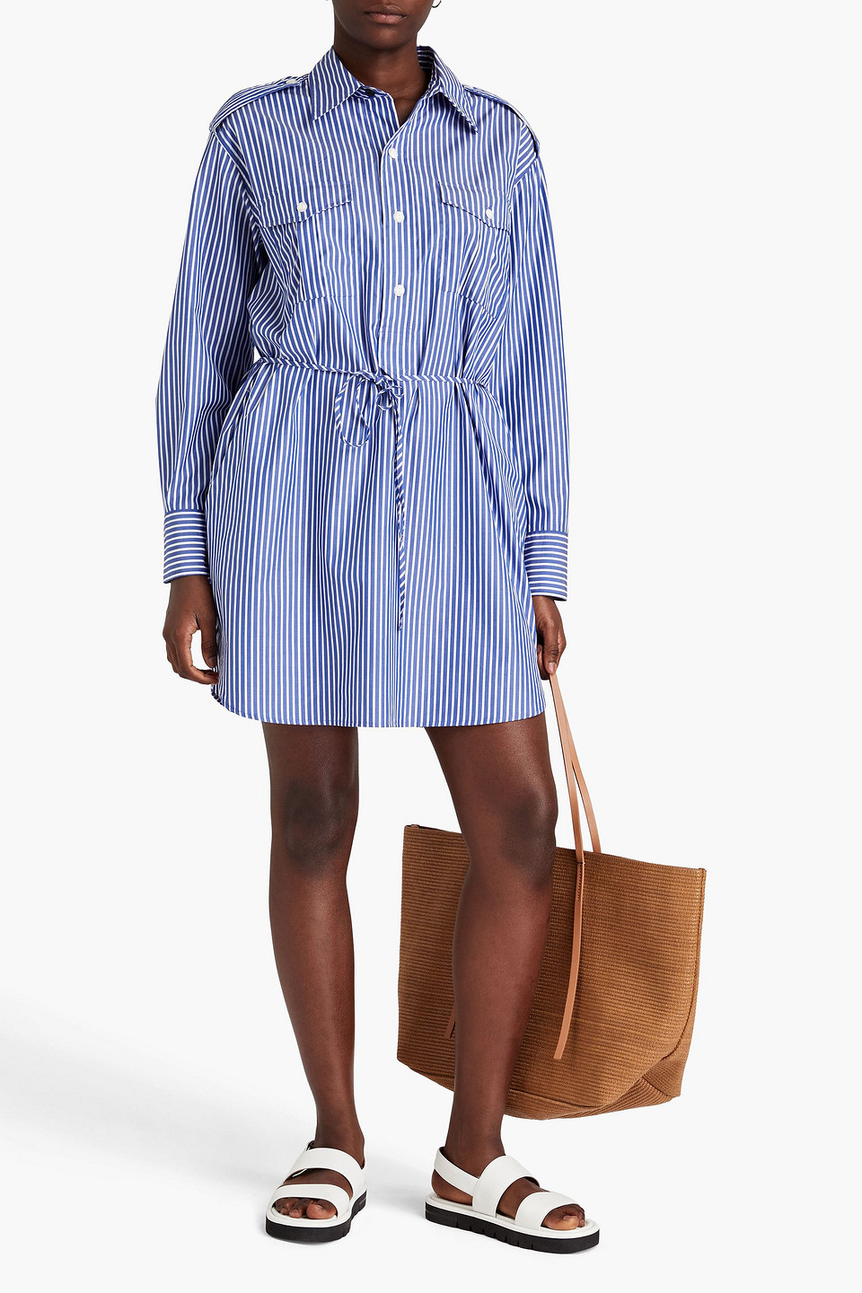 rag and bone striped shirt dress Rag & Bone Gretchen Stripe Poplin Shirt Dress - Navy Stripe - 17% Off