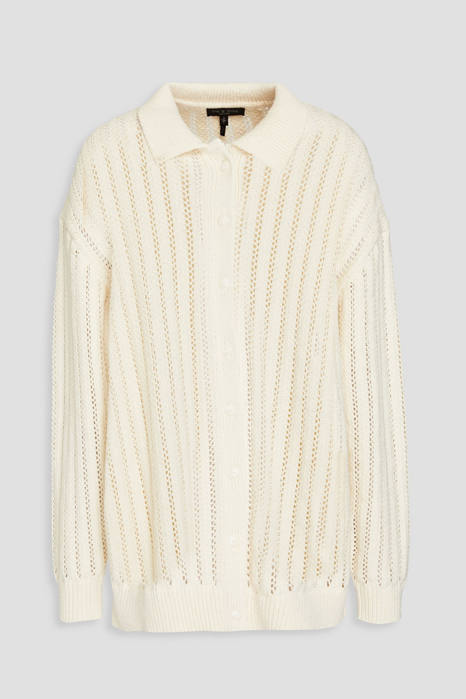 Rag & Bone Adrienne Crochet-knit Cotton-blend Polo Cardigan In Neutral