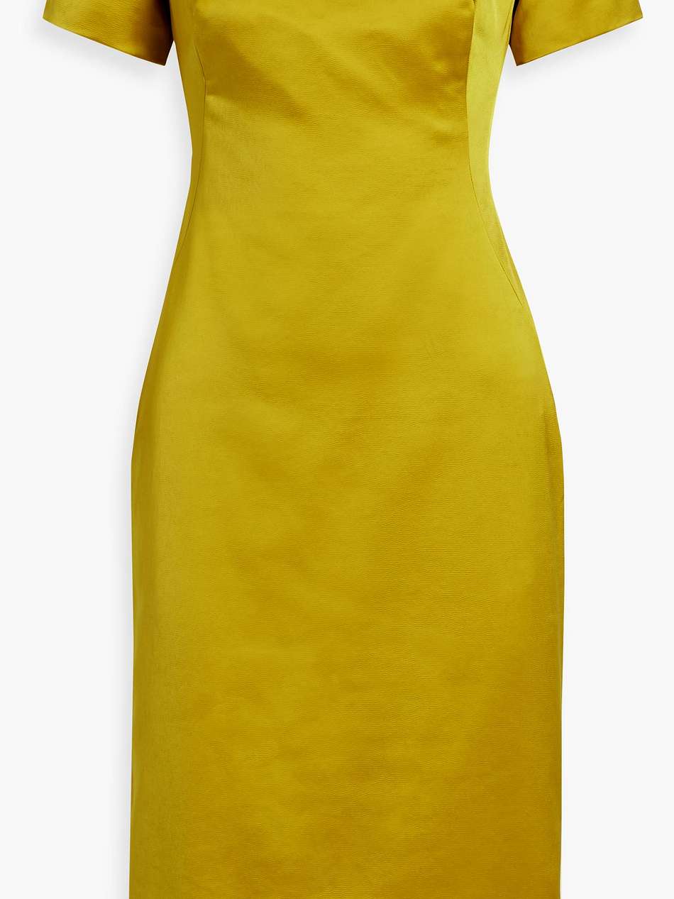 off-the-shoulder satin-crepe dress