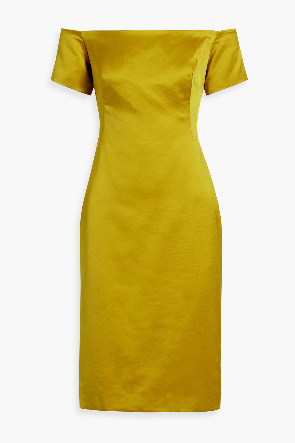 Lela Rose Off-the-shoulder Satin-crepe Dress In Chartreuse