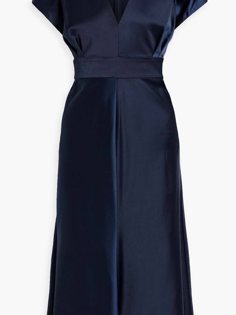 pleated satin-crepe midi dress