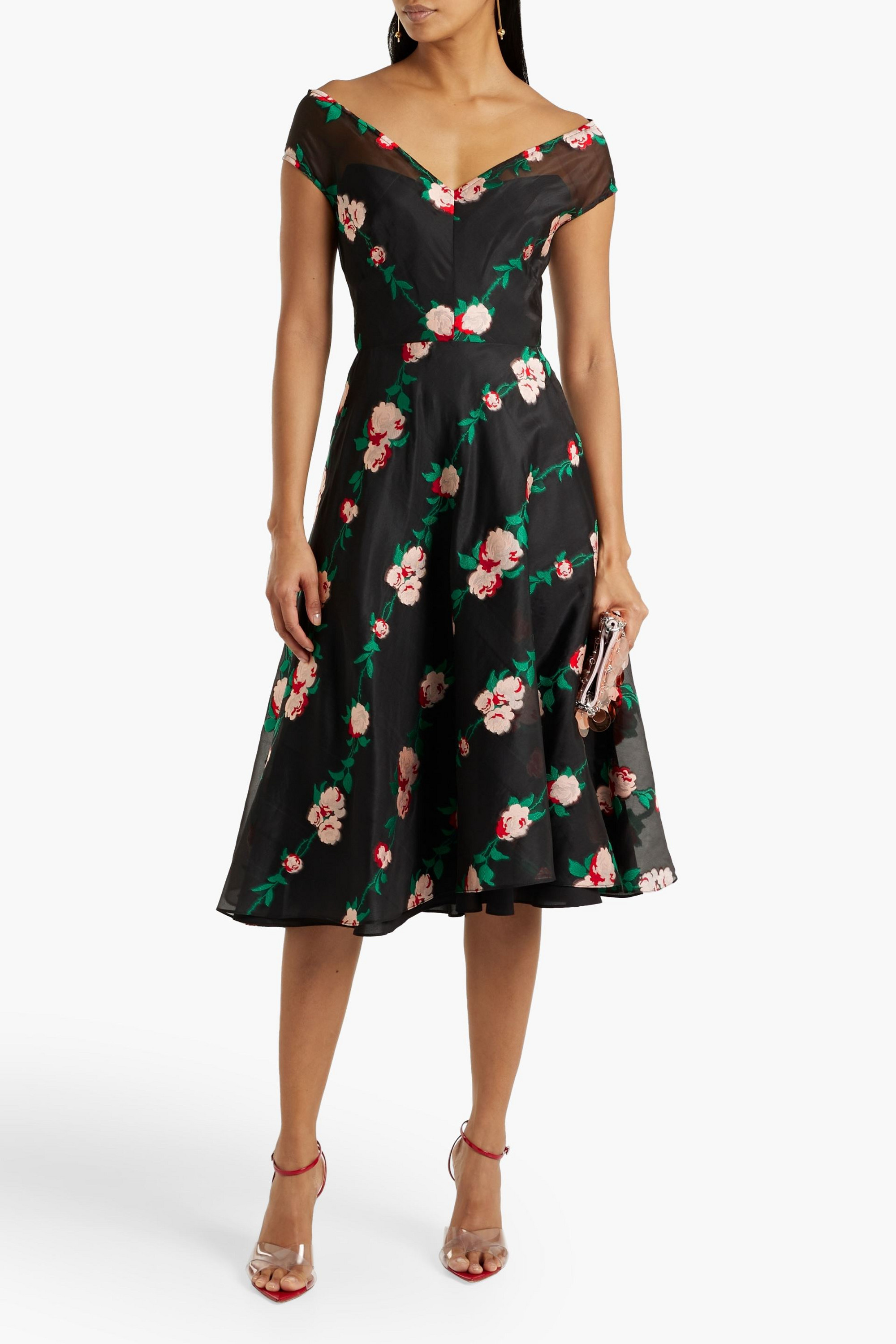 LELA ROSE Fil coupé organza dress