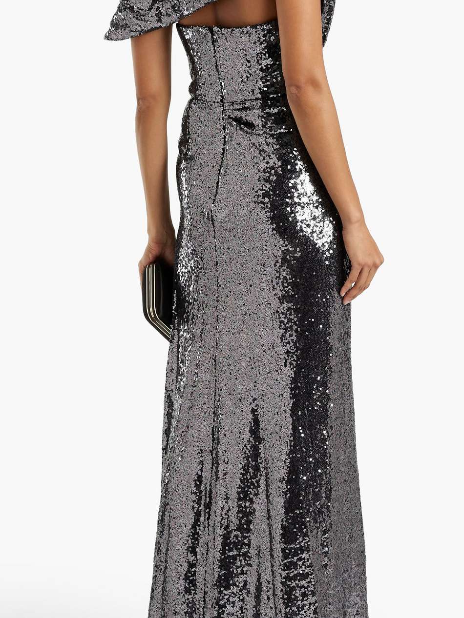 draped sequined mesh gown