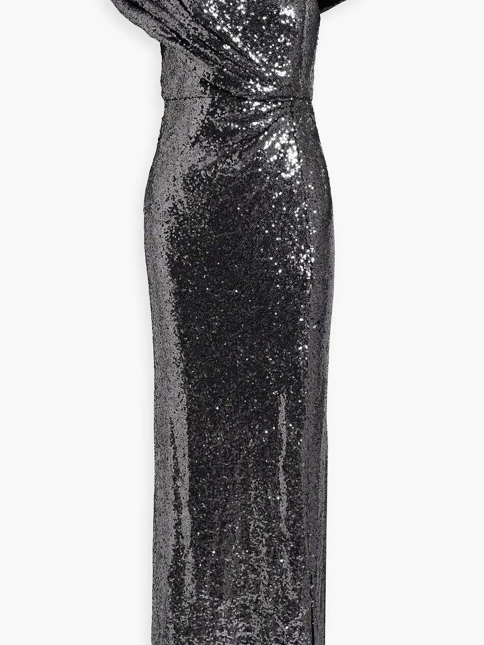 draped sequined mesh gown
