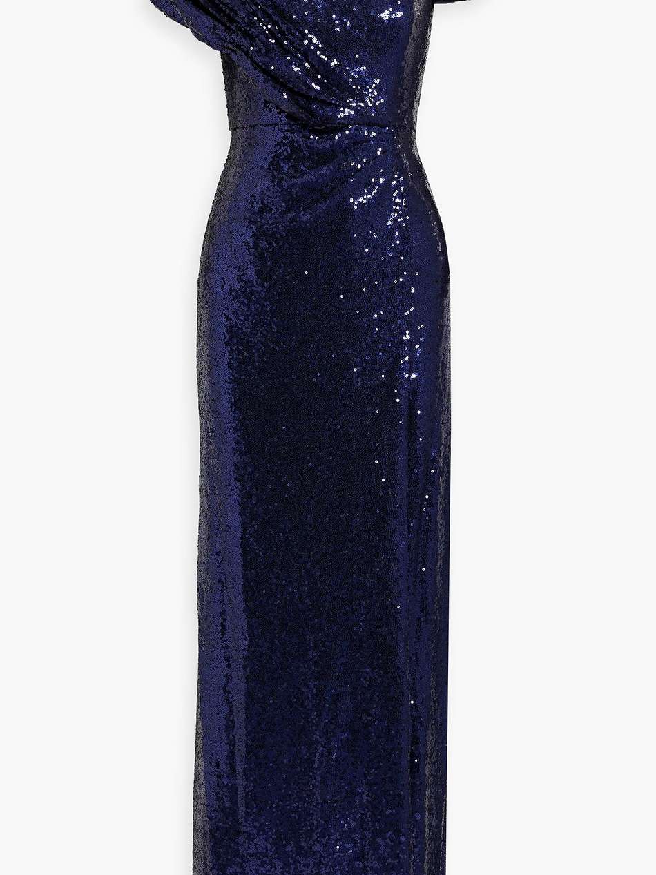 draped sequined mesh gown