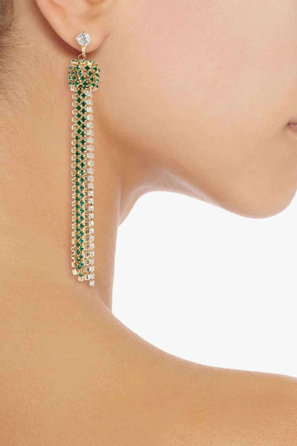 ROSANTICA Tasseled gold-tone crystal earrings