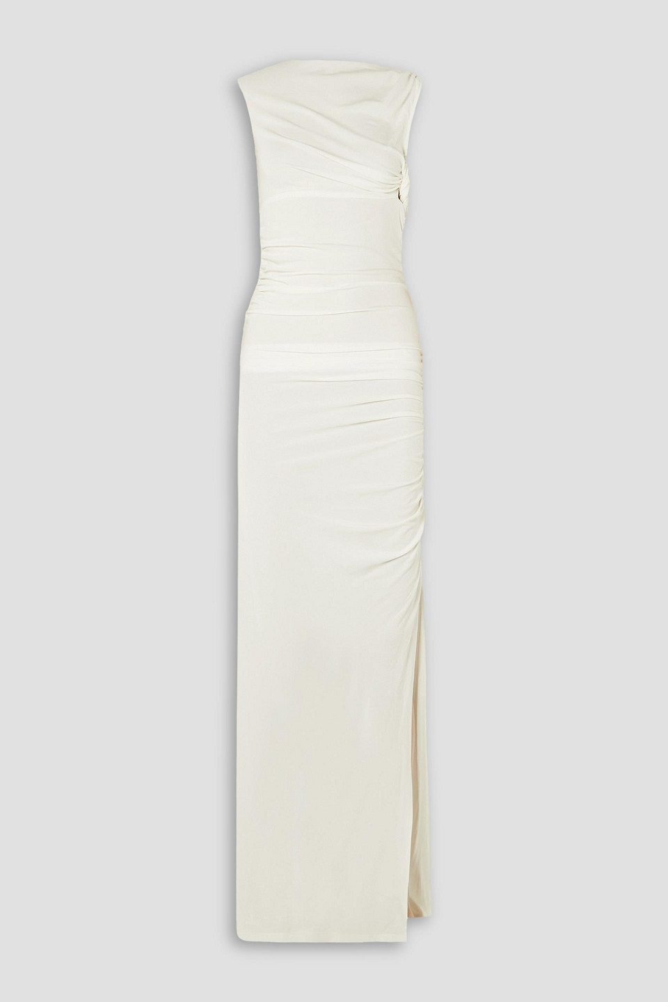 Christopher Esber Gesine Ruched Twisted Jersey Maxi Dress In White
