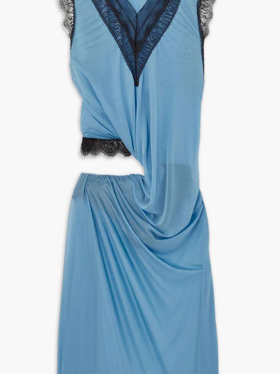cutout draped lace-trimmed chiffon dress
