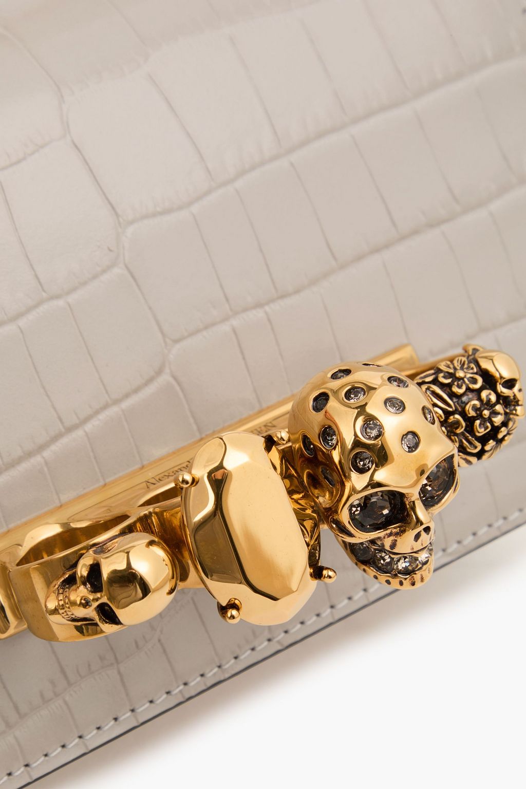 MCQUEEN Embellished croc-effect leather shoulder bag