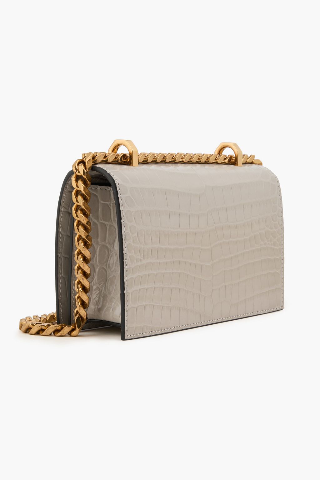 MCQUEEN Embellished croc-effect leather shoulder bag