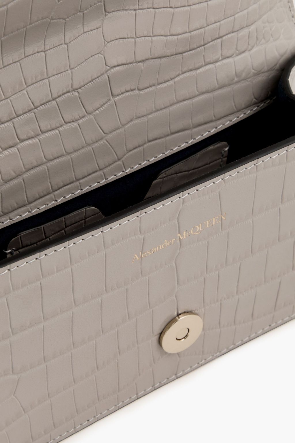MCQUEEN Embellished croc-effect leather shoulder bag